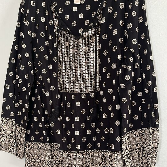 Chicos Boho Tunic Sequin Embellished SZ 2 Festival Lagenlook Whimsy Fairy - Picture 1 of 8